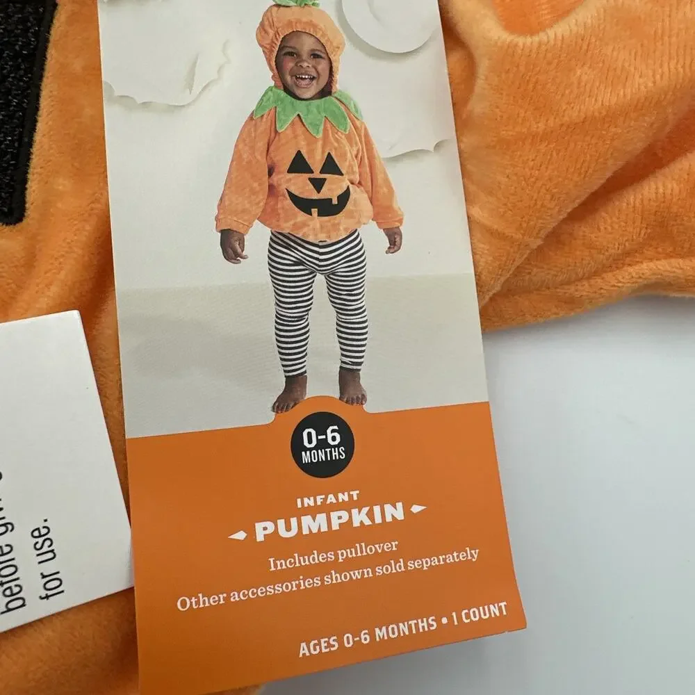 Hyde & Eek Soft Pullover Pumpkin Halloween Costume Hood Infant Baby‎ 0-6 Months